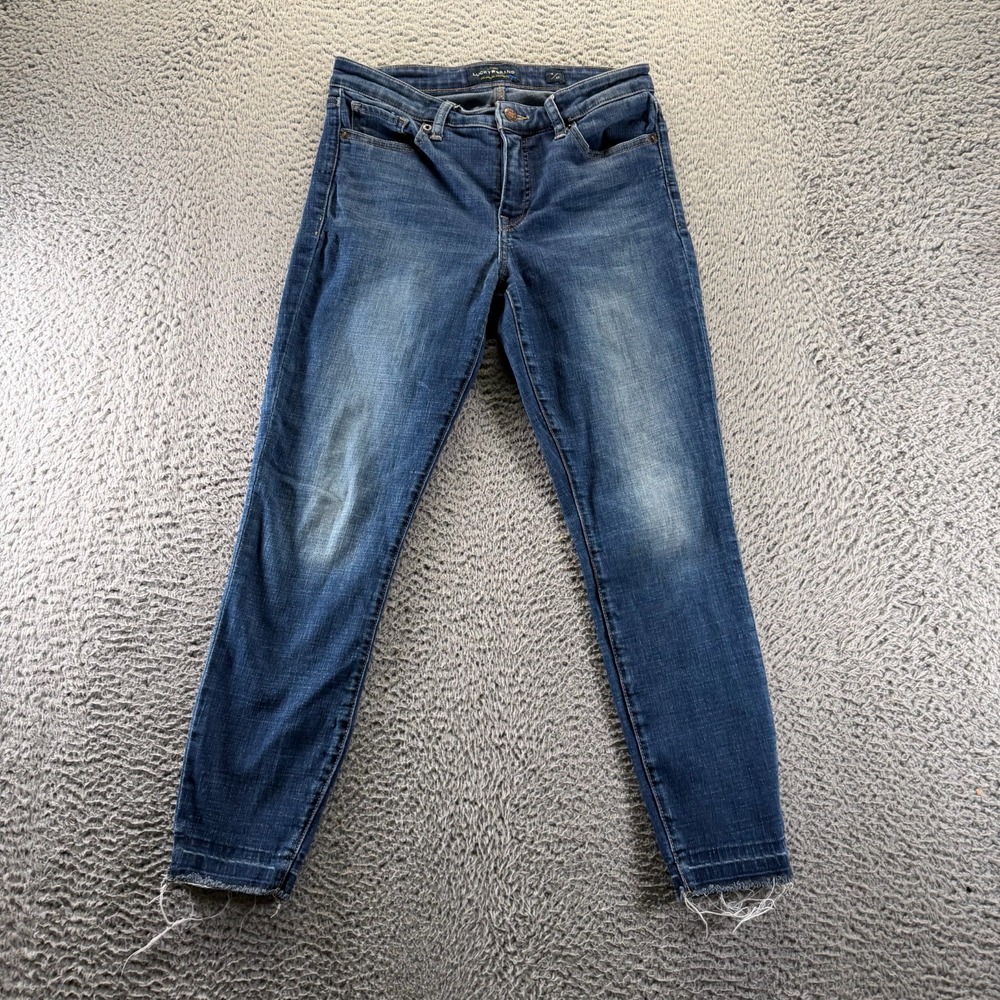 Lucky Brand AVA Jeans Womens 4 Blue Denim Cotton Cropped Workwear Faded Stretch